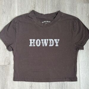 Brown 'Howdy' Graphic Crop Top